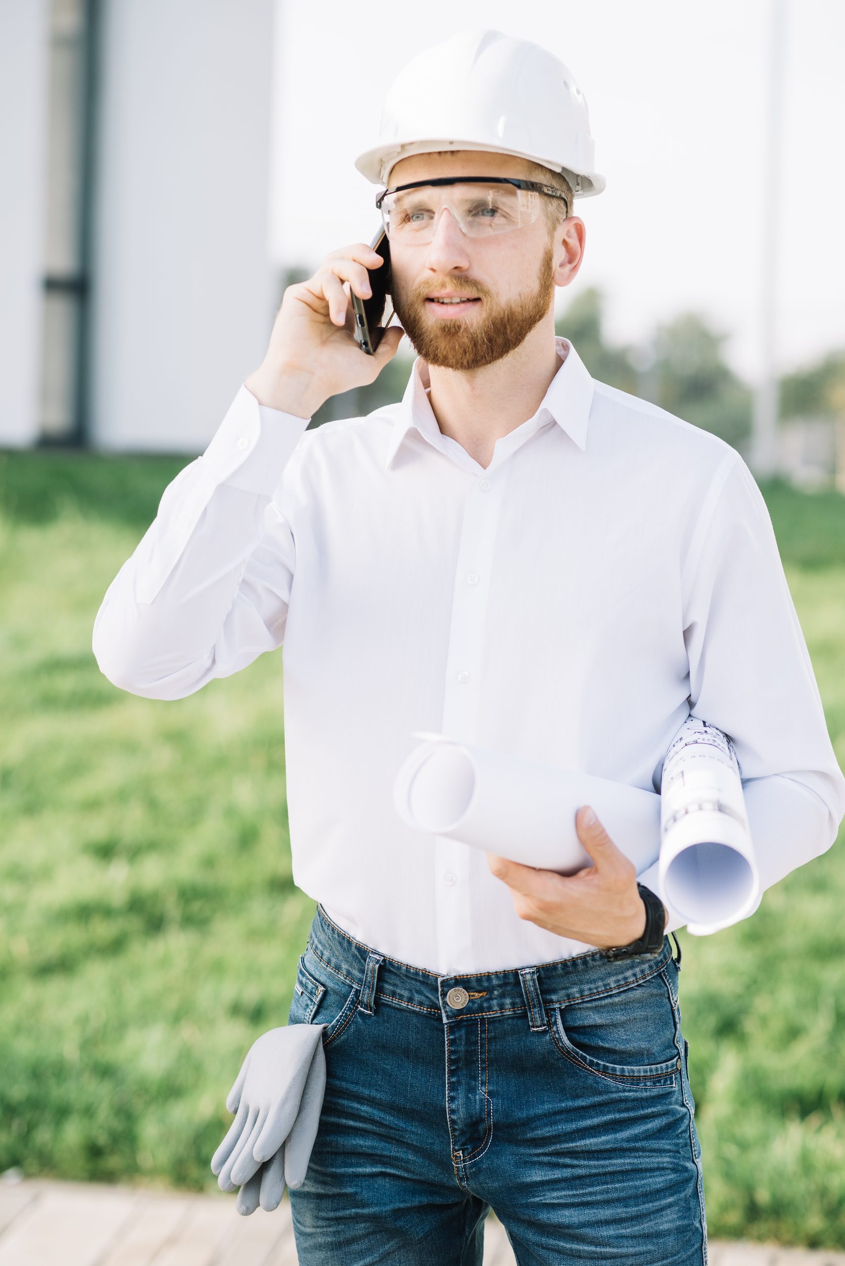 contractor talking phone